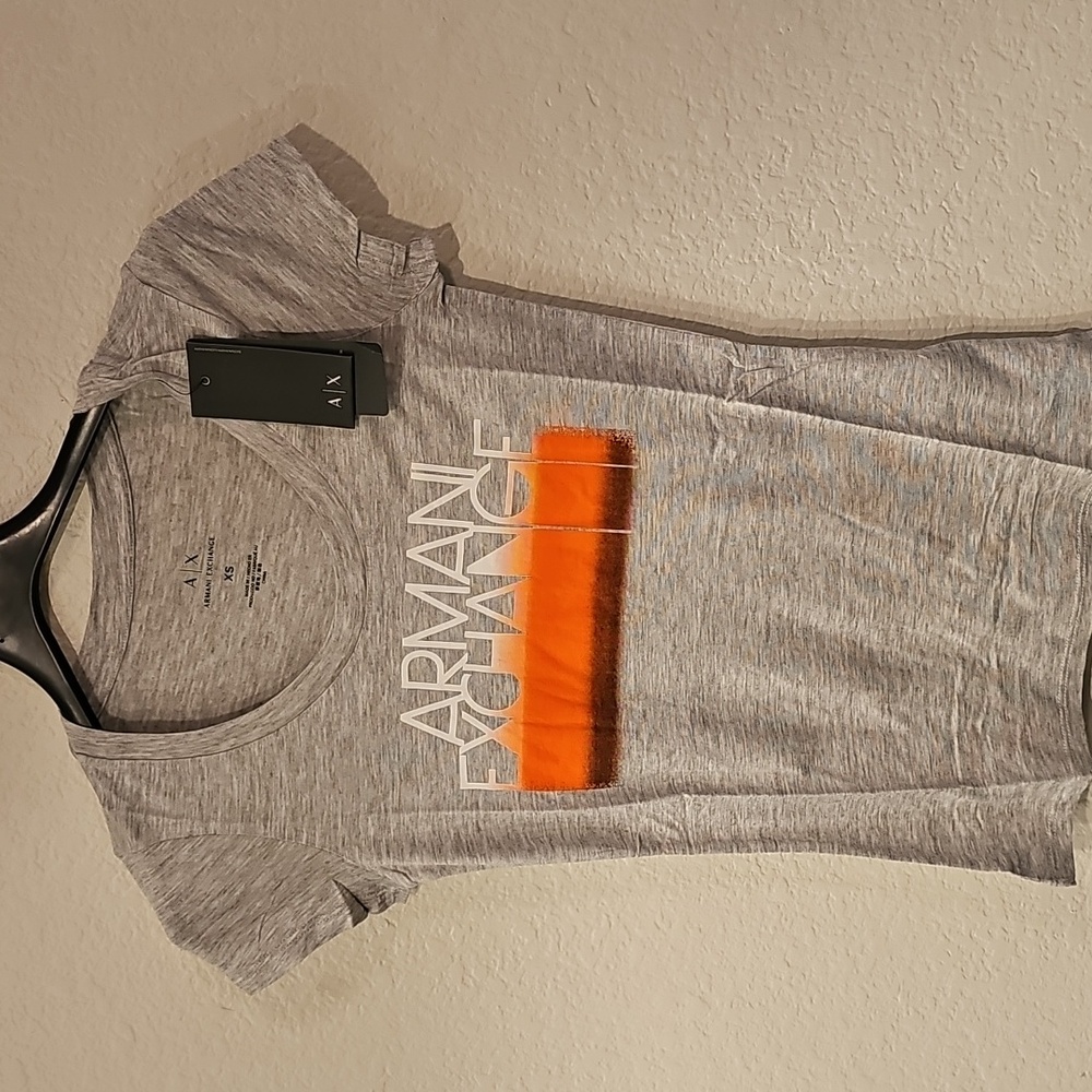 A/X Armani Exchange Gray and Orange Short Sleeve Tee